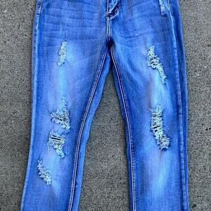 INDIGO REIN, distressed & cropped, women's size 9